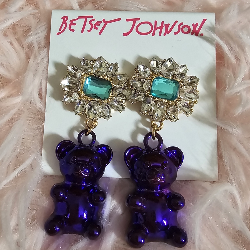 Brand-new Betsey Johnson Purple metallic Jeweled Gummy Bear Earrings!